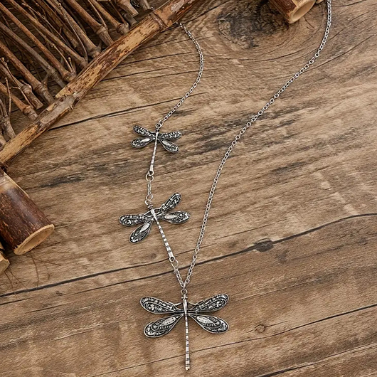 Silver jewelry,Animal Print jewelry,Silver Dragonfly Design Insect Alloy Necklace