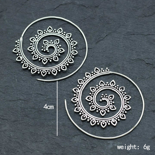 Silver jewelry,Tribal jewelry,Geometric jewelry,Silver Alloy Circle Geometric Tribal Earrings