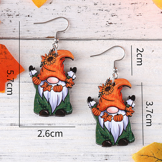 Orange jewelry,Plants jewelry,Halloween Maple Leaf Orange Wood Pumpkin Earrings