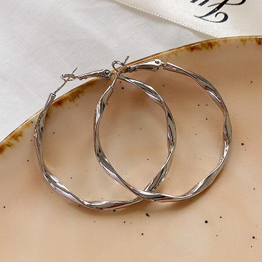 Silver jewelry,Round Silver Alloy One Pair Earrings