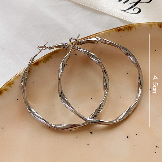 Silver jewelry,Round Silver Alloy One Pair Earrings