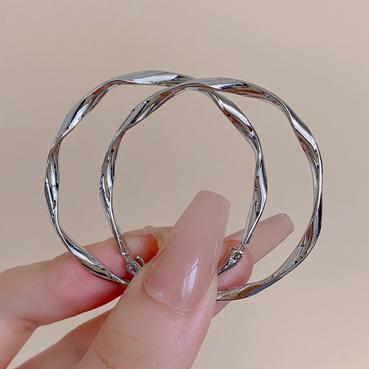 Silver jewelry,Round Silver Alloy One Pair Earrings
