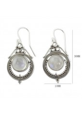 Silvery White jewelry,Contrast Color jewelry,Metal Silvery White Round Detail Earrings