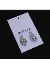 Silvery White jewelry,Contrast Color jewelry,Metal Silvery White Round Detail Earrings