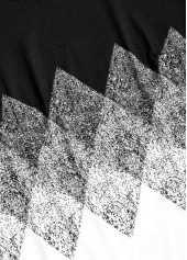 Black plus size,White plus size,Geometric plus size,Chevron plus size,Ombre plus size,ROTITA Plus Size Patchwork Black Geometric Print T Shirt