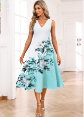 Light Blue dresses,White dresses,Floral dresses,Plants dresses,Party dresses,Elegant dresses,ROTITA Two Piece Floral Print Light Blue Dress and Cardigan