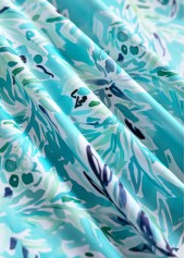 Cyan plus size,Plants plus size,ROTITA Plus Size Mid Waisted Surplice Leaf Print Tankini Set