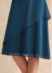 Peacock Blue dresses,Plain Color dresses,Party dresses,Elegant dresses,ROTITA Lace Peacock Blue Round Neck 3/4 Sleeve Dress