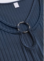 Navy plus size,Plain Color plus size,ROTITA Plus Size Lace Navy Tie Collar T Shirt