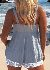 Grey plus size,Tribal plus size,ROTITA Plus Size Patchwork Tribal Print Grey Tankini Set