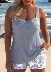 rotita - ensemble tankini gris à imprimé tribal patchwork taille plus