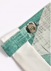 Sage Green tops,Geometric tops,ROTITA Geometric Print Sage Green Fake Two Piece Twinset