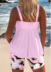 Light Pink swimwear,Tribal swimwear,ROTITA Surplice Light Pink Feathers Print Tankini Set