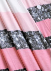 Pink dresses,White dresses,Striped dresses,Geometric dresses,Everyday dresses,Casual dresses,ROTITA Patchwork Striped Pink A Line Scoop Neck Dress