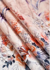 Dusty Pink tops,Floral tops,Plants tops,ROTITA Button Floral Print Dusty Pink Split Neck T Shirt