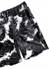 Black swimwear,Tribal swimwear,ROTITA Surplice Black Feathers Print Tankini Set