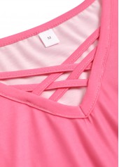 Pink plus size,Ombre plus size,Geometric plus size,ROTITA Plus Size Criss Cross Pink Ombre T Shirt