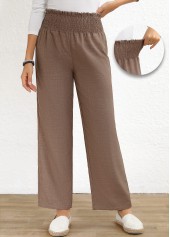 Rotita gesmokt graubraune Hose mit elastischem Bund und hoher Taille