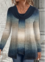 Rotita Fake 2-in-1 Ombre-Sweatshirt mit mehrfarbigem drapiertem Hals