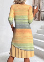 Yellow dresses,Ombre dresses,Everyday dresses,Casual dresses,ROTITA Patchwork Ombre Yellow A Line V Neck Dress