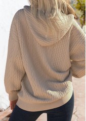 Light Camel tops,Plain Color tops,ROTITA Zipper Light Camel Long Sleeve Hoodie