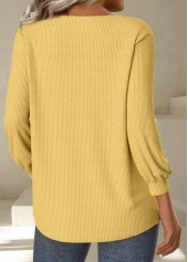 Yellow tops,Plain Color tops,ROTITA Embroidery Yellow Round Neck Long Sleeve T Shirt