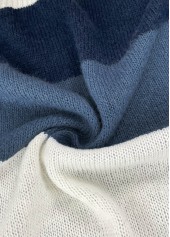 Blue tops,Contrast Color tops,Patchwork Design Blue Long Sleeve Cardigan