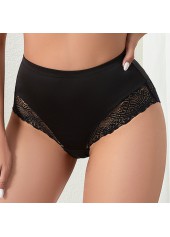 Black intimates,Plain Color intimates,Black High Waisted Lace Patchwork Panty