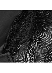 Black intimates,Plain Color intimates,Black High Waisted Lace Patchwork Panty