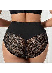 Black intimates,Plain Color intimates,Black High Waisted Lace Patchwork Panty