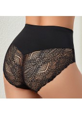Black intimates,Plain Color intimates,Black High Waisted Lace Patchwork Panty
