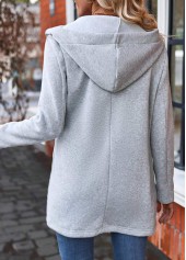 Light Grey tops,Plaid tops,ROTITA Zipper Plaid Light Grey Turn Down Collar Sweatshirt