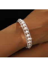 Armband aus Silber mit Diamantperle und Hohllegierung