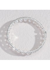 Silver jewelry,Plain Color jewelry,Diamond Pearl Hollow Alloy Silver Bracelet