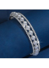 Silver jewelry,Plain Color jewelry,Diamond Pearl Hollow Alloy Silver Bracelet