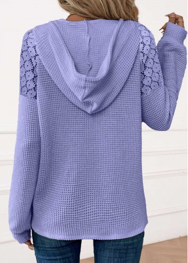Light Purple tops,Plain Color tops,ROTITA Lace Light Purple Long Sleeve Hoodie