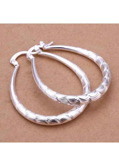 Silver jewelry,Other jewelry,Silver Metal Ripple Design Round Earrings