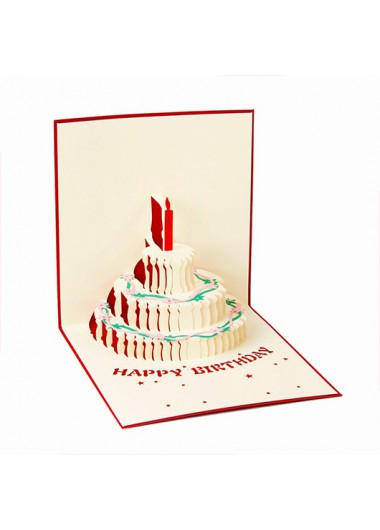 Red accessories,Contrast Color accessories,Hollow Paper Sculpture Cake Birthday Red Gift Card