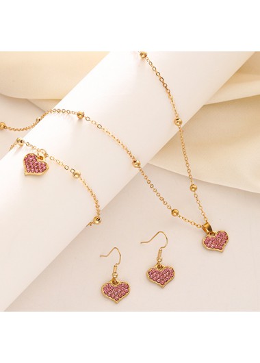 Golden jewelry,Heart Alloy Golden Necklace and Bracelet Set
