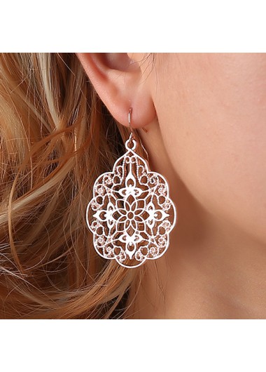 Rose Gold jewelry,Geometric jewelry,Rose Gold Hollow Design Alloy Earrings
