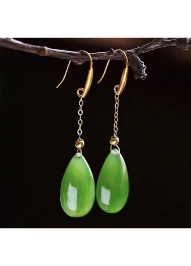 Grass Green jewelry,Waterdrop Retro Jade Grass Green Earrings