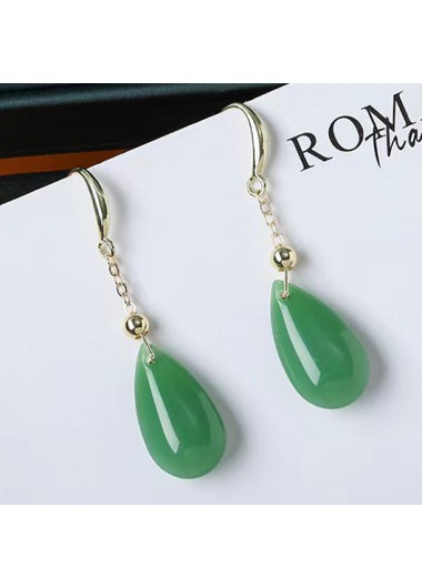 Grass Green jewelry,Waterdrop Retro Jade Grass Green Earrings