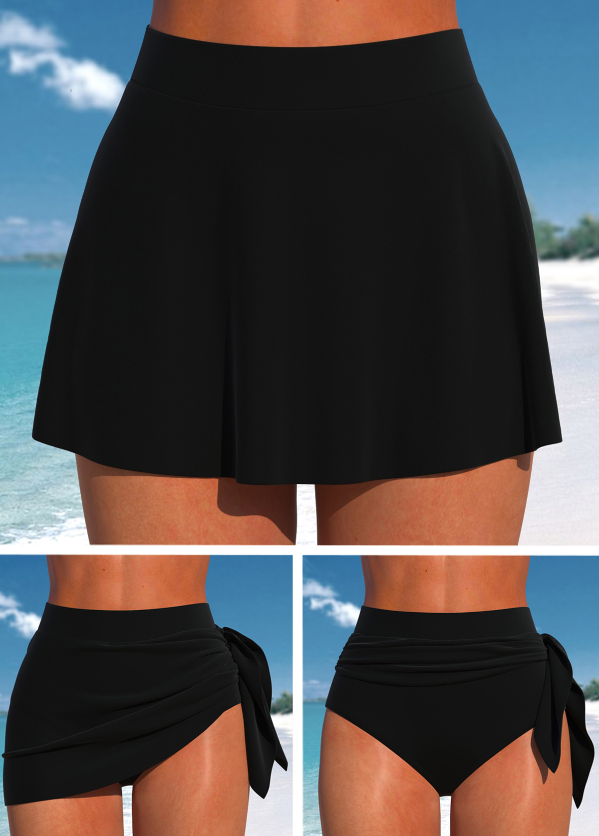 ROTITA Black Multi Way Mid Waisted Pantskirt