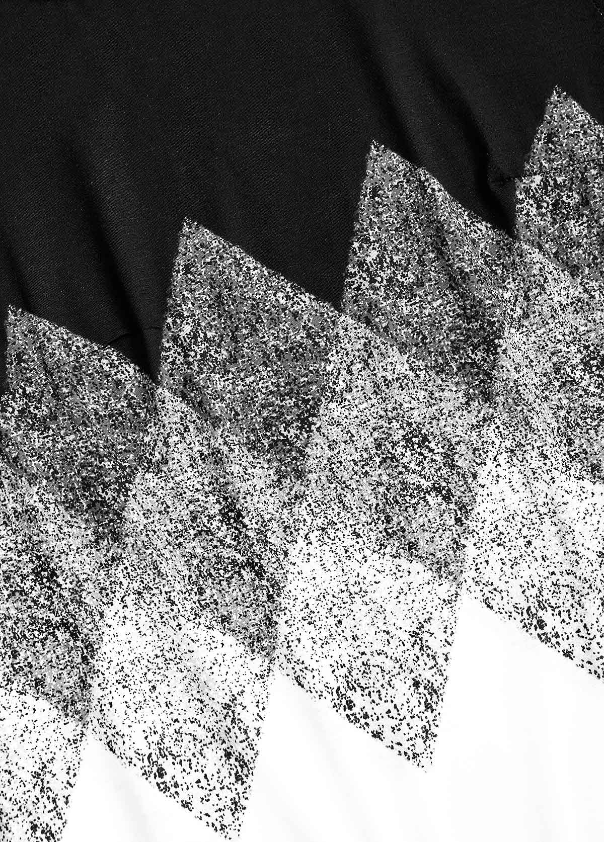 Black plus size,White plus size,Geometric plus size,Chevron plus size,Ombre plus size,ROTITA Plus Size Patchwork Black Geometric Print T Shirt