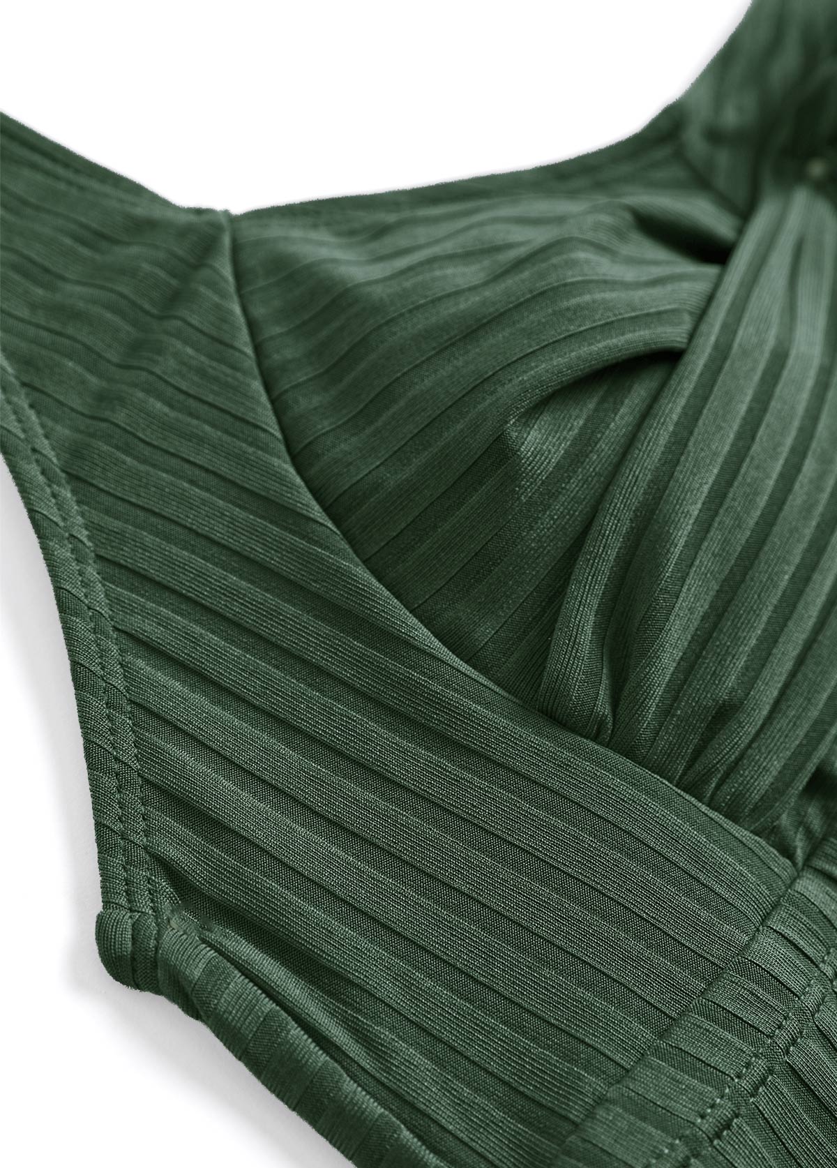 Olive Green plus size,Plants plus size,ROTITA Plus Size Surplice Tropical Plants Print Tankini Set