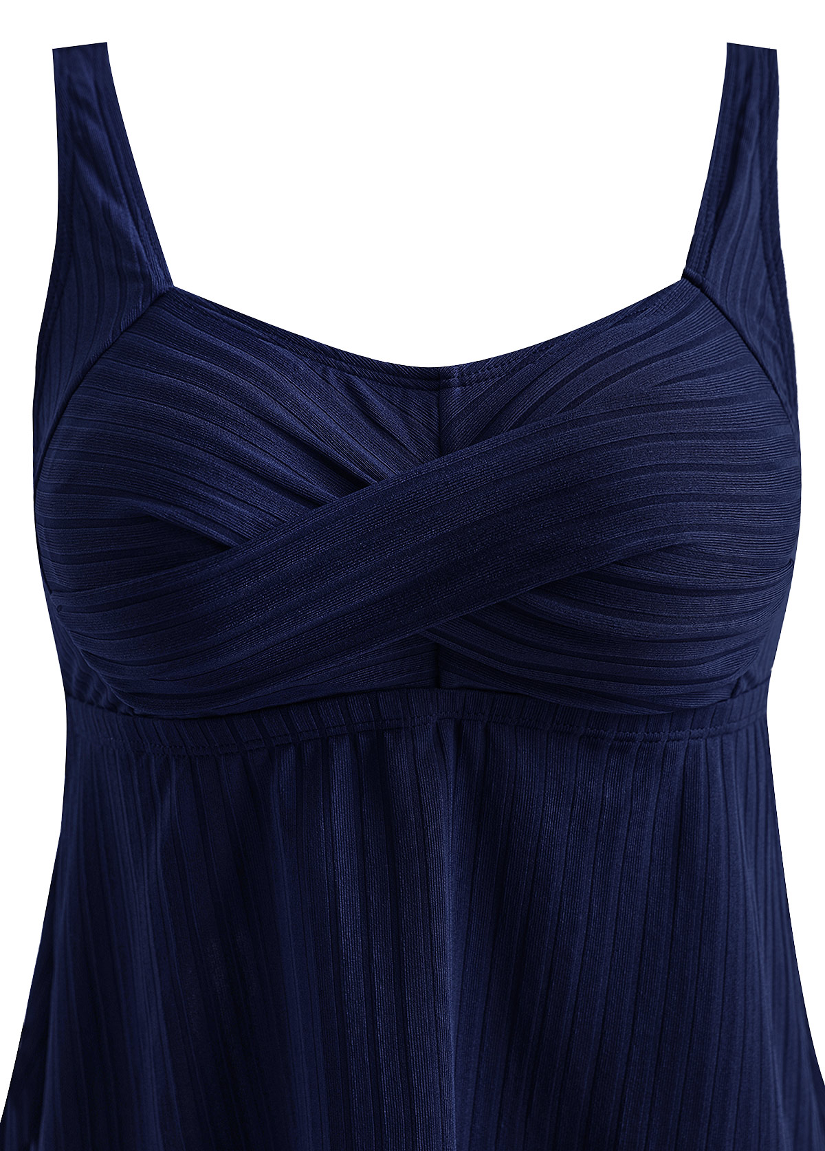 Navy swimwear,Plants swimwear,ROTITA Surplice Navy Tropical Plants Print Tankini Set