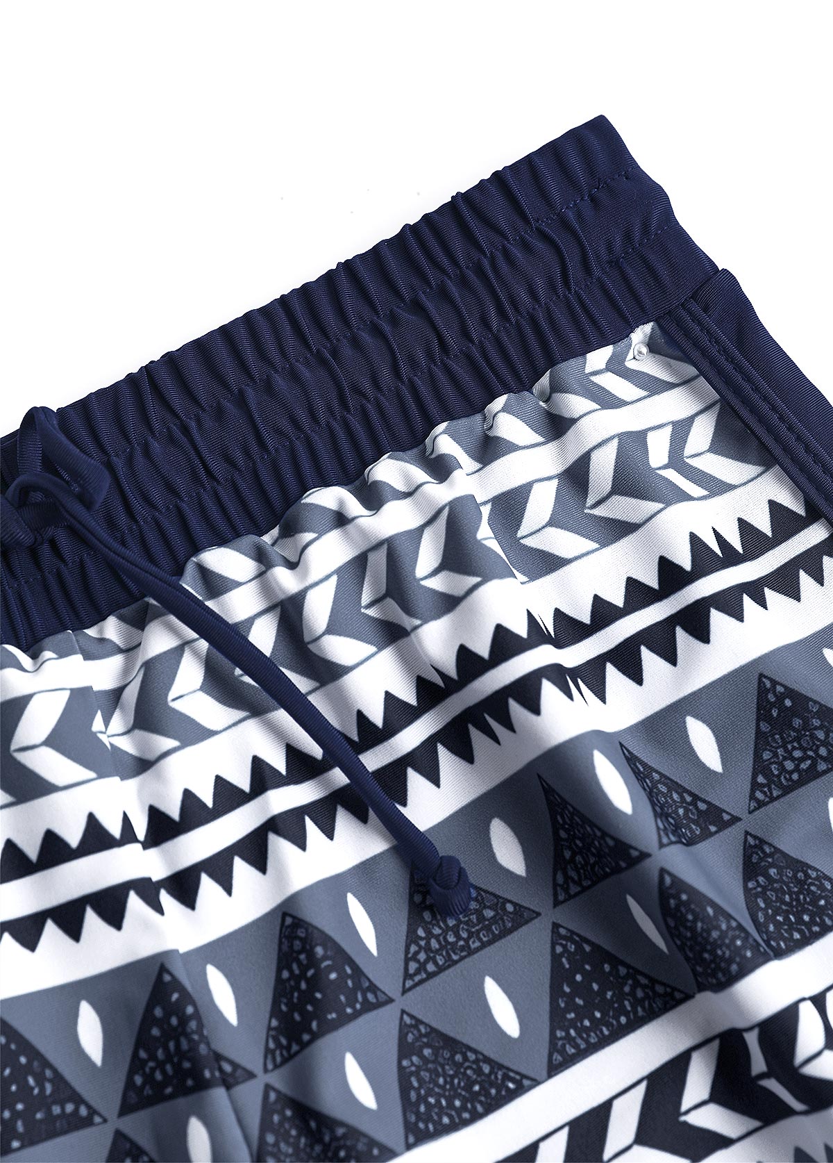 Navy swimwear,Geometric swimwear,ROTITA Bowknot Navy Geometric Print Tankini Set