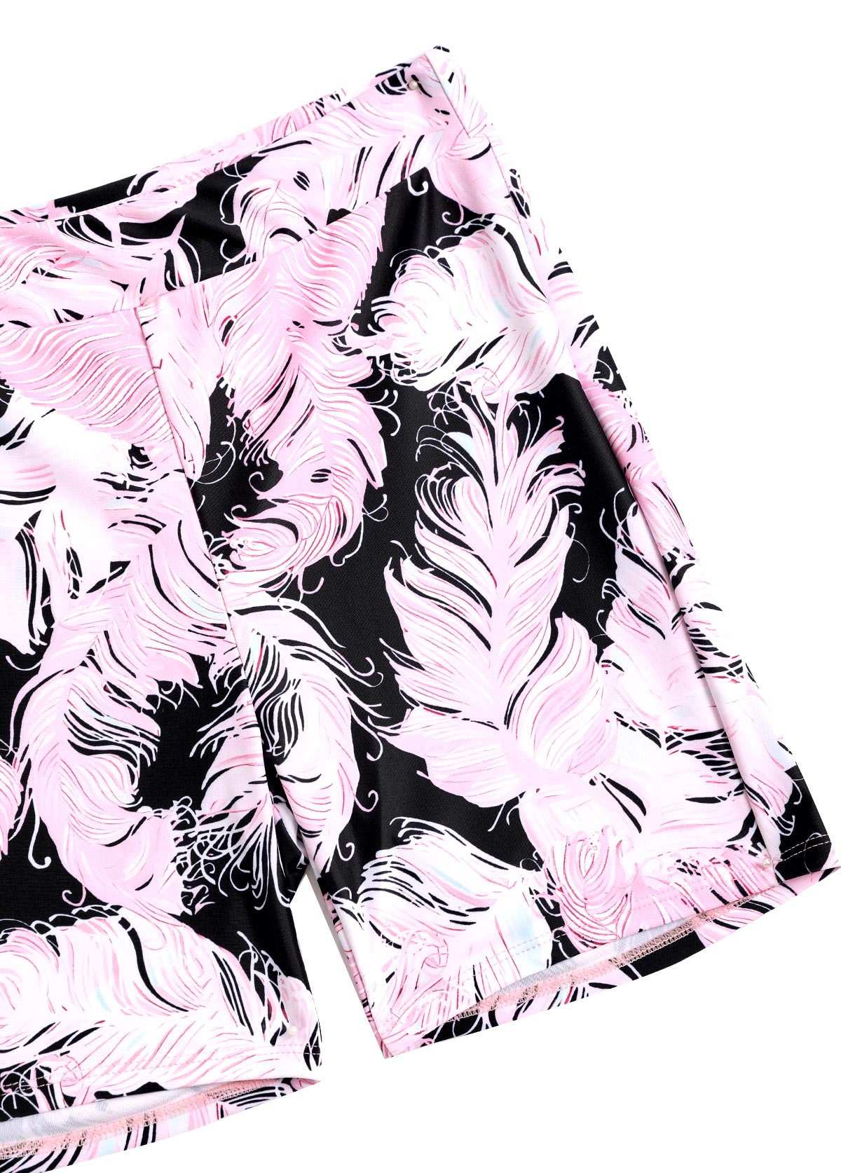 Light Pink swimwear,Tribal swimwear,ROTITA Surplice Light Pink Feathers Print Tankini Set