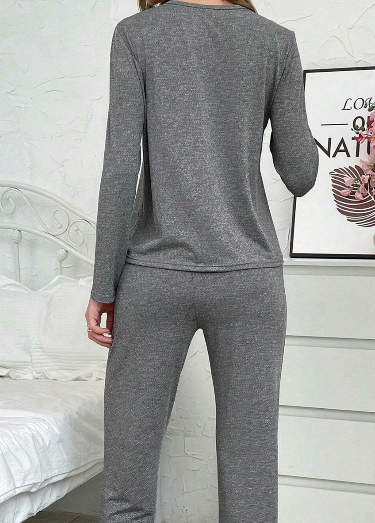 Letter Print Grey Lounge Top and Pants