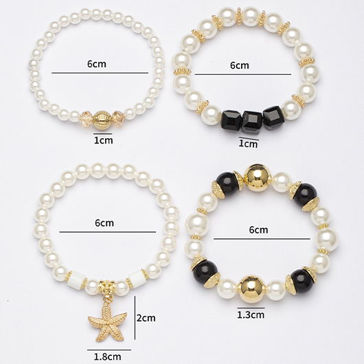 White jewelry,Other jewelry,Pearl Alloy Detail Round White Bracelets